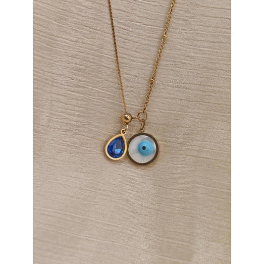 Double Evil Eye Drop Necklace