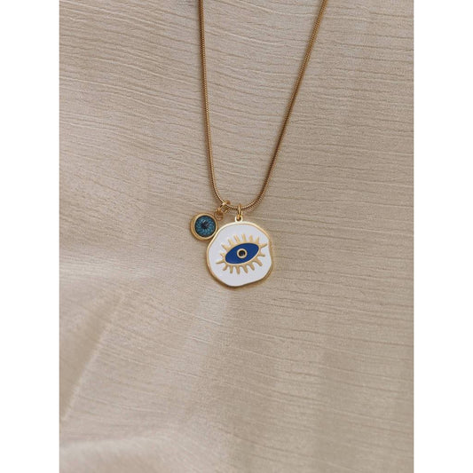 White Enamel Evil Eye Necklace