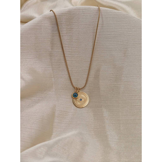 Double Evil Eye Coin Necklace