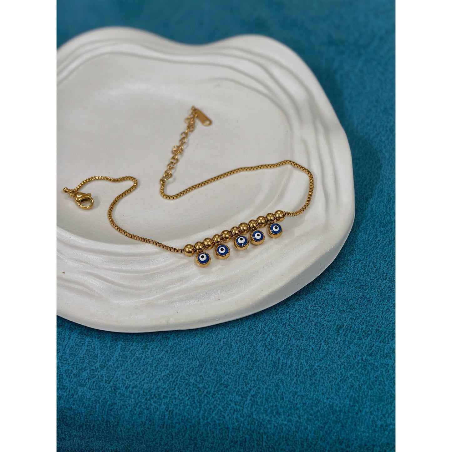 Evil Eye Bead Anklet Pair