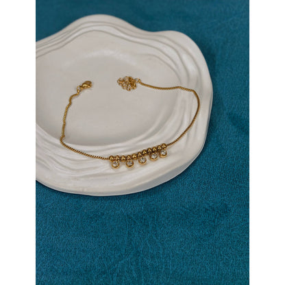 CZ Beaded Anklet Pair