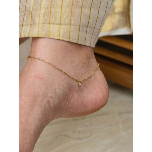 Crystal Solitaire Anklet Pair