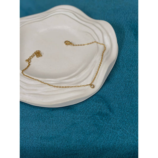 Crystal Solitaire Anklet Pair