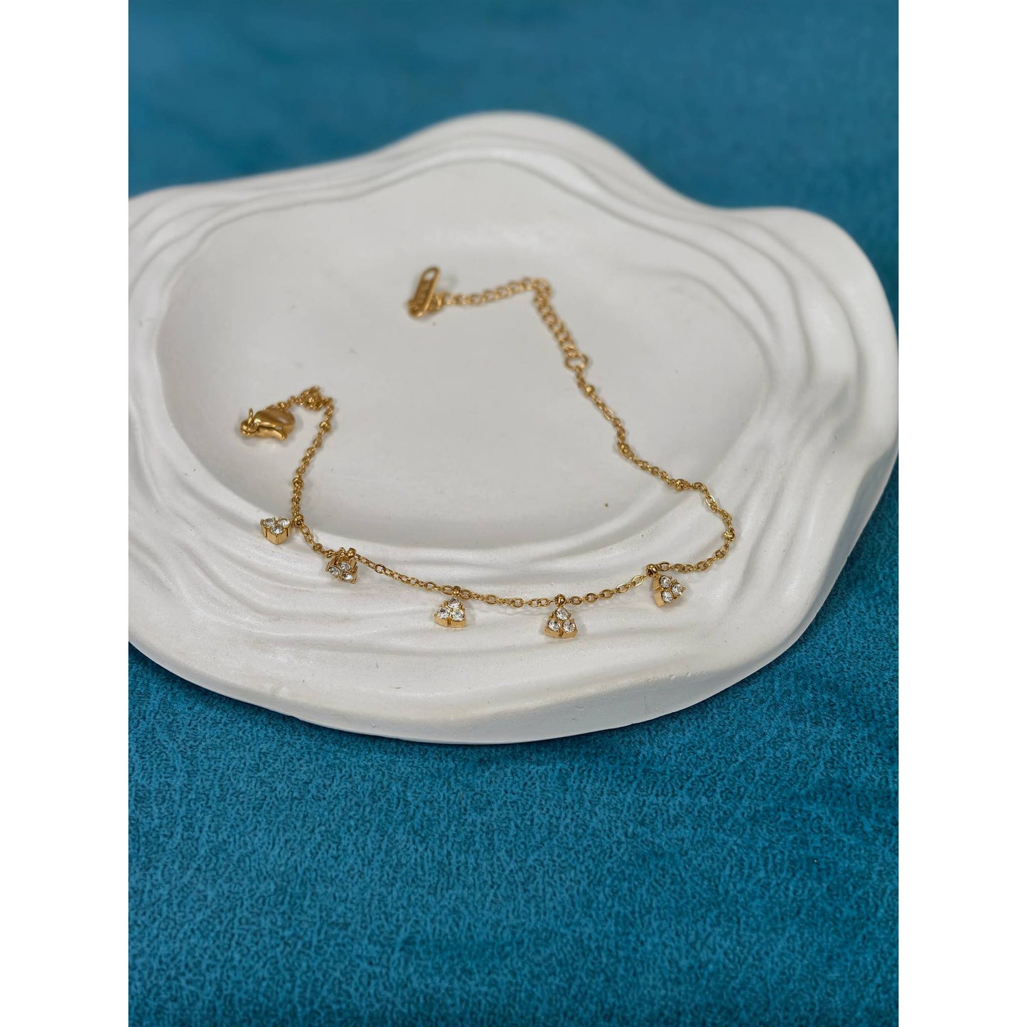 Triangle CZ Charm Anklet Pair