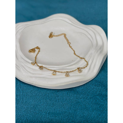 Triangle CZ Charm Anklet Pair