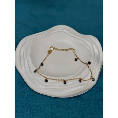 Black Drop Bead Anklet Pair