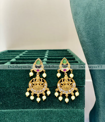 Divine Lakshmi Crescent Pendant Necklace Set