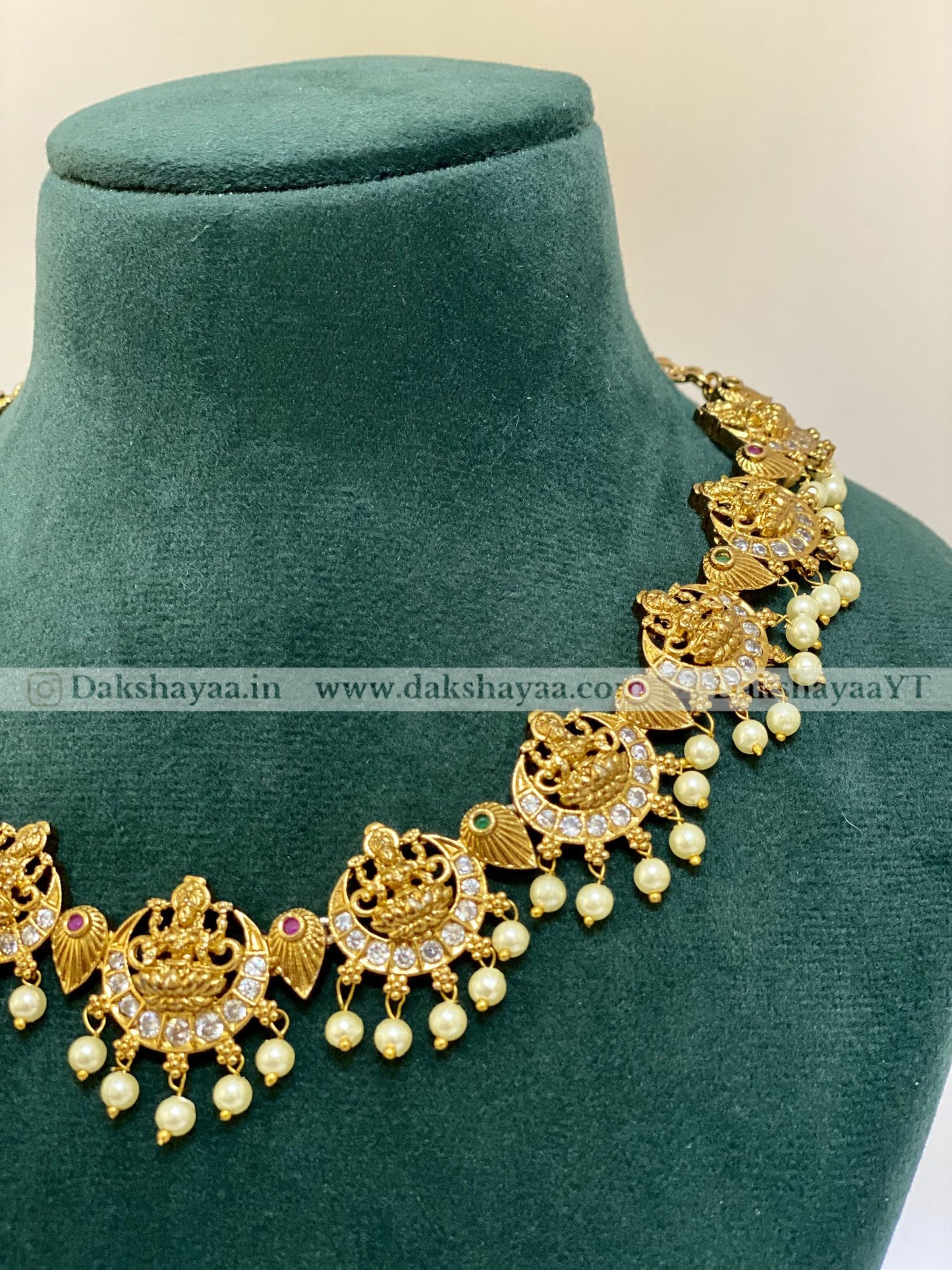 Divine Lakshmi Crescent Pendant Necklace Set