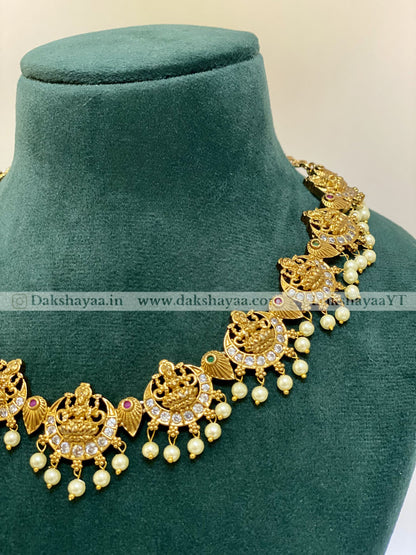 Divine Lakshmi Crescent Pendant Necklace Set