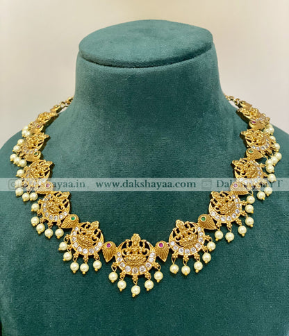 Divine Lakshmi Crescent Pendant Necklace Set