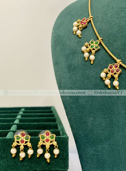 Classic Temple Pearl Necklace Set