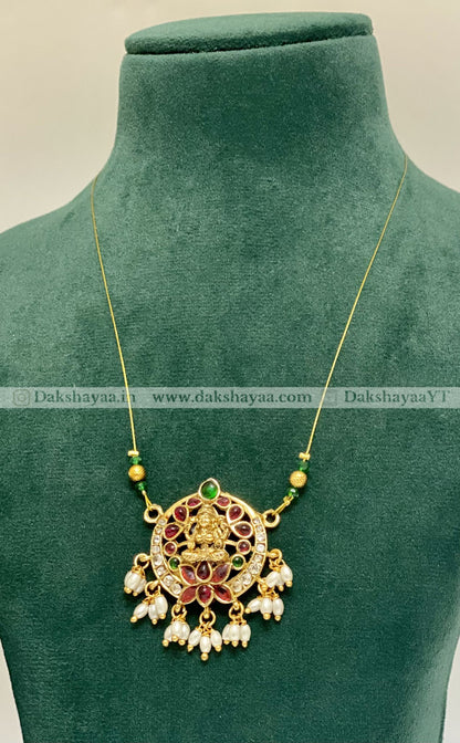 Lakshmi Devi Floral Pendant Necklace Set