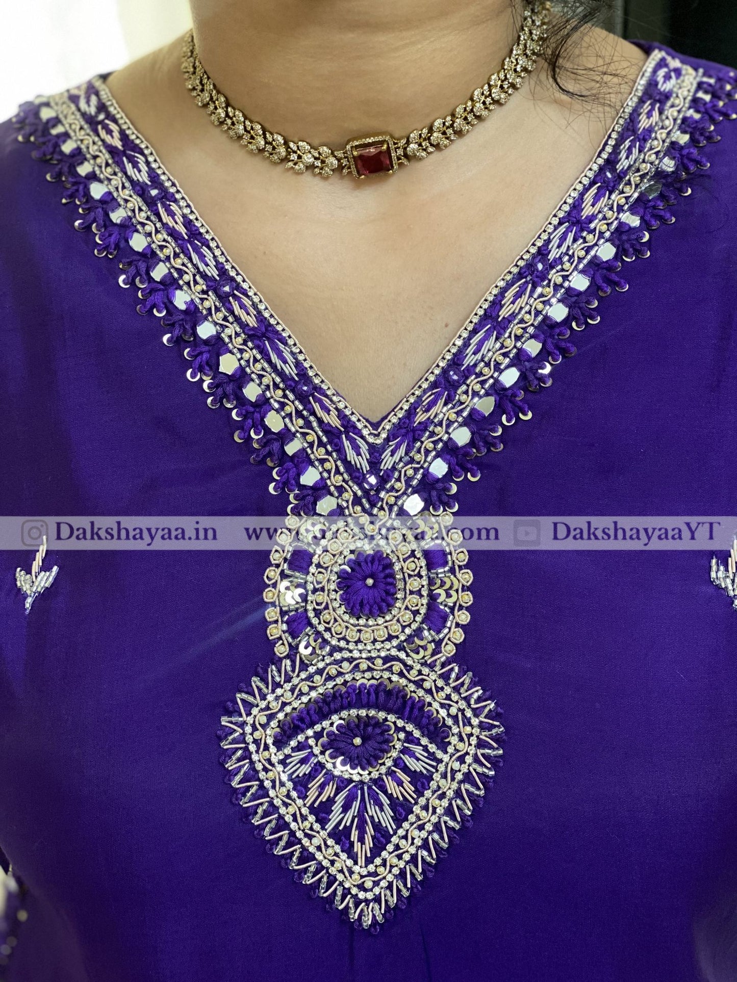 Royal Purple Embroidered Kurta Set