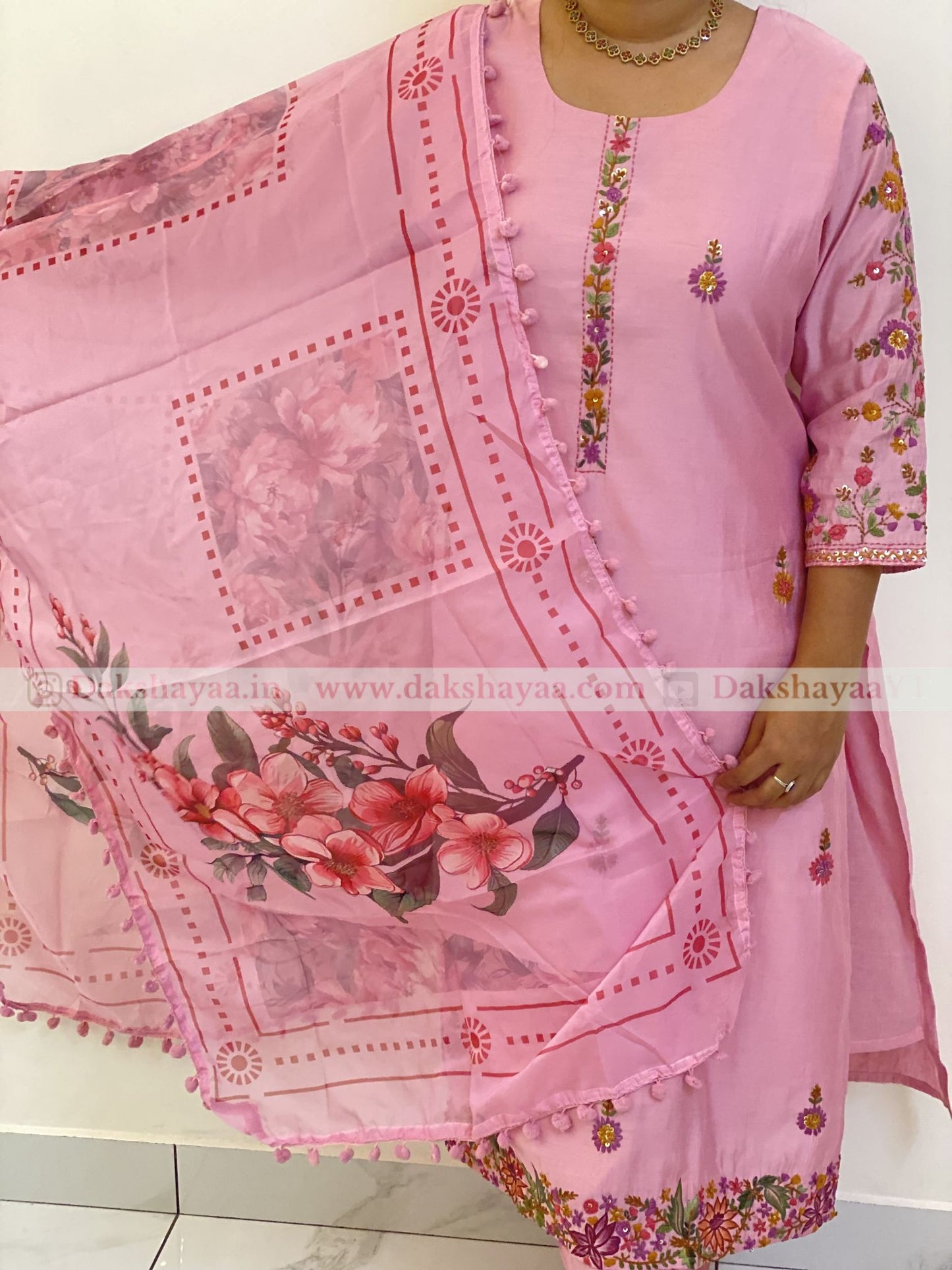 Blush Bloom Embroidered Kurta Set