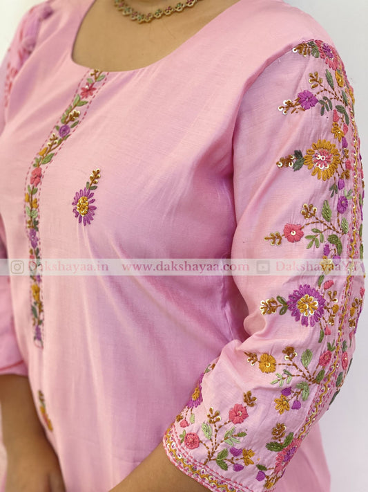 Blush Bloom Embroidered Kurta Set