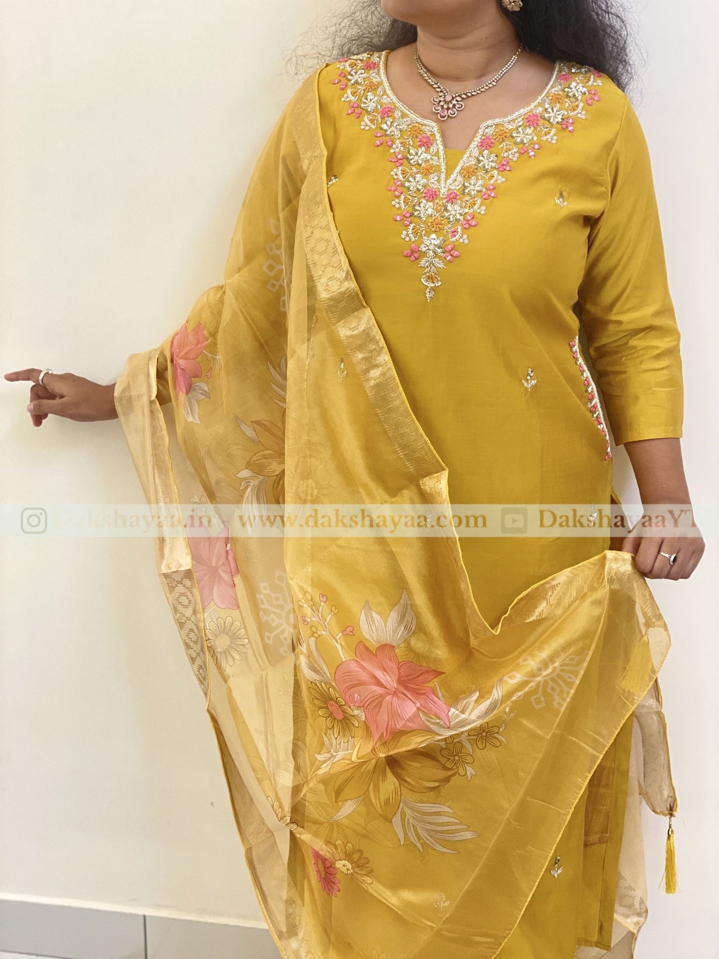 Golden Blossom Embroidered Kurta Set