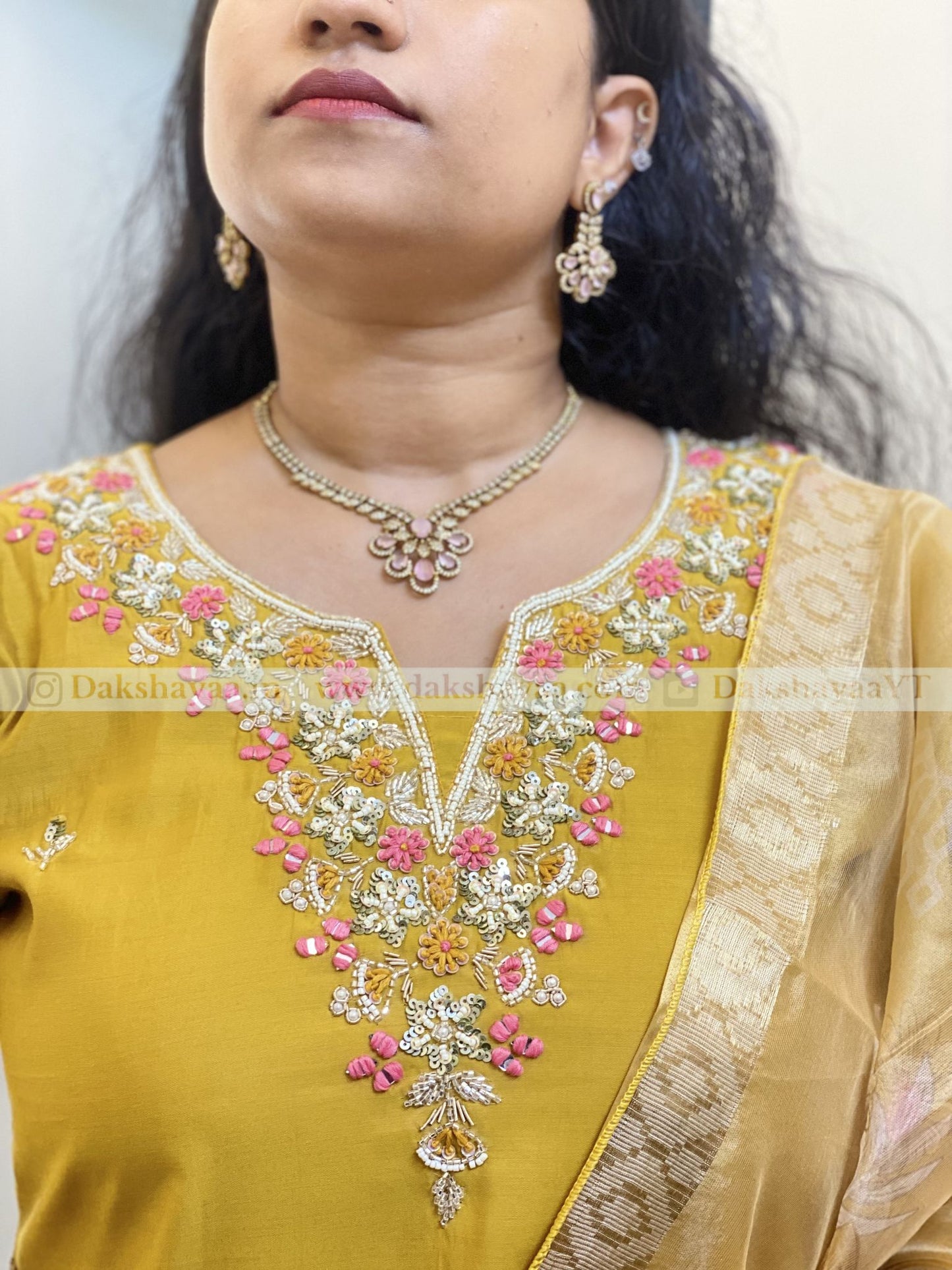 Golden Blossom Embroidered Kurta Set