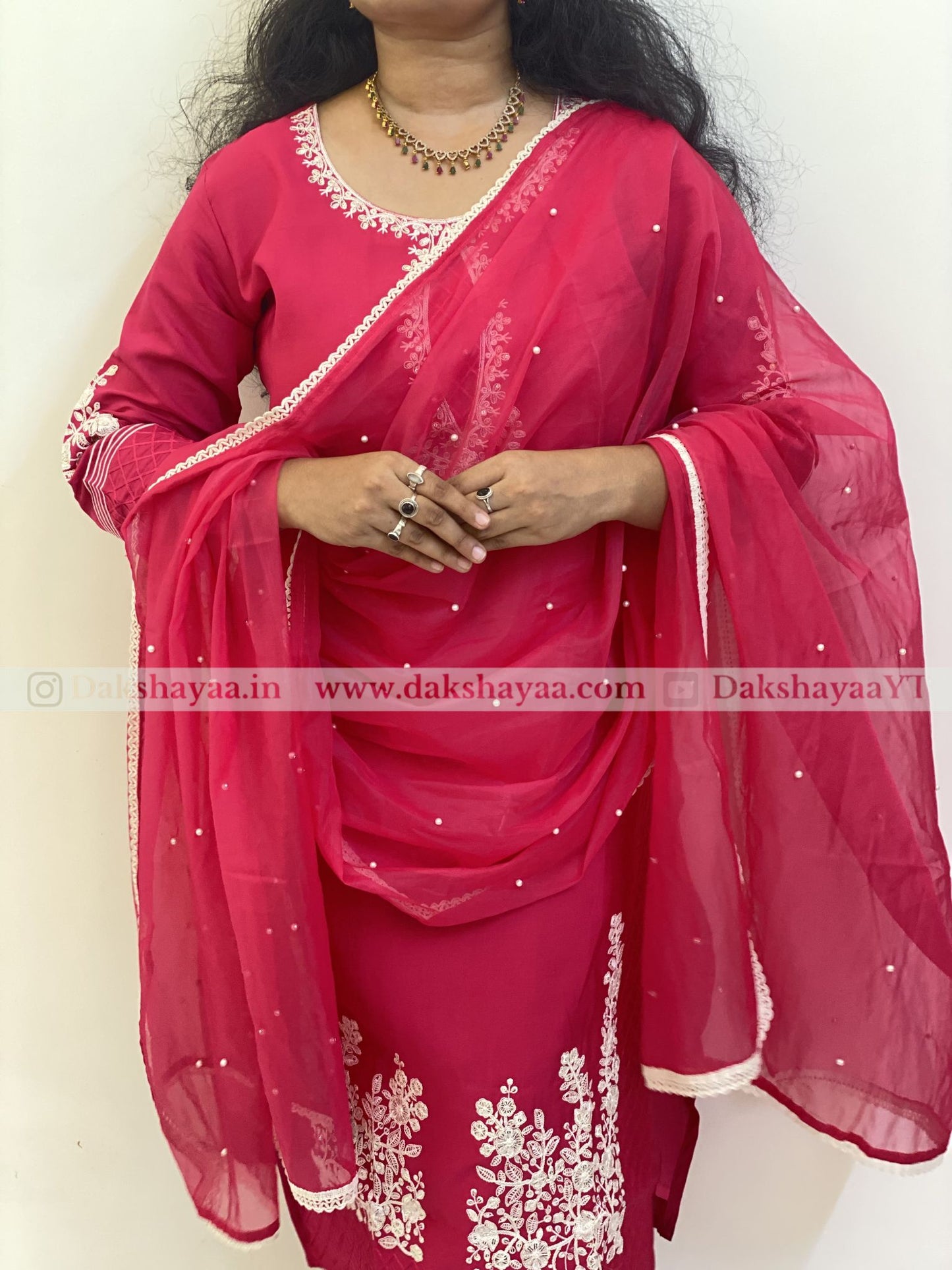 Hot Pink Blossom Embroidered Kurta Set