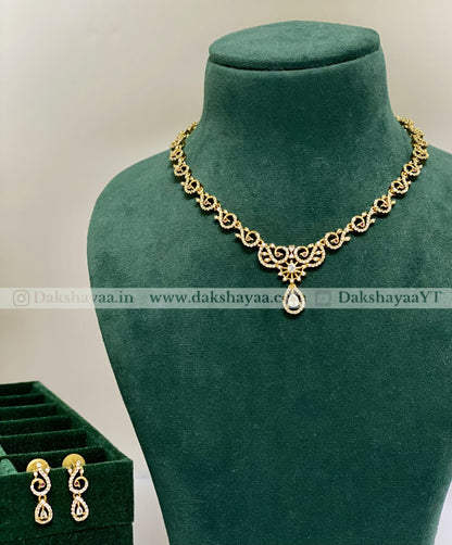 Classic Diamond Solitaire Choker Necklace Set