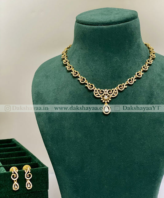 Classic Diamond Solitaire Choker Necklace Set