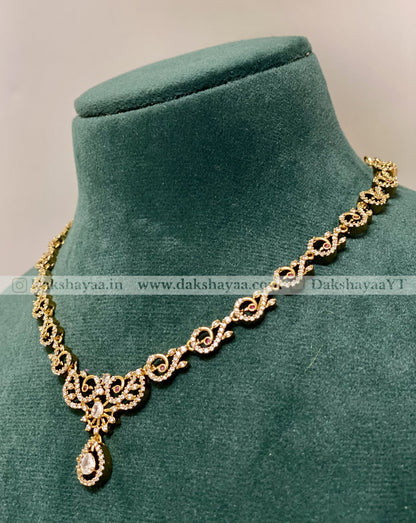 Classic Diamond Solitaire Choker Necklace Set