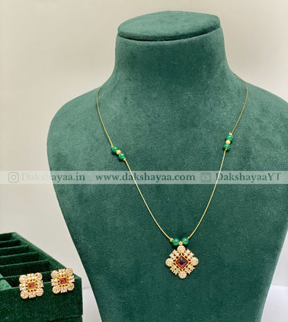 Emerald Solitaire Minimal Necklace Set