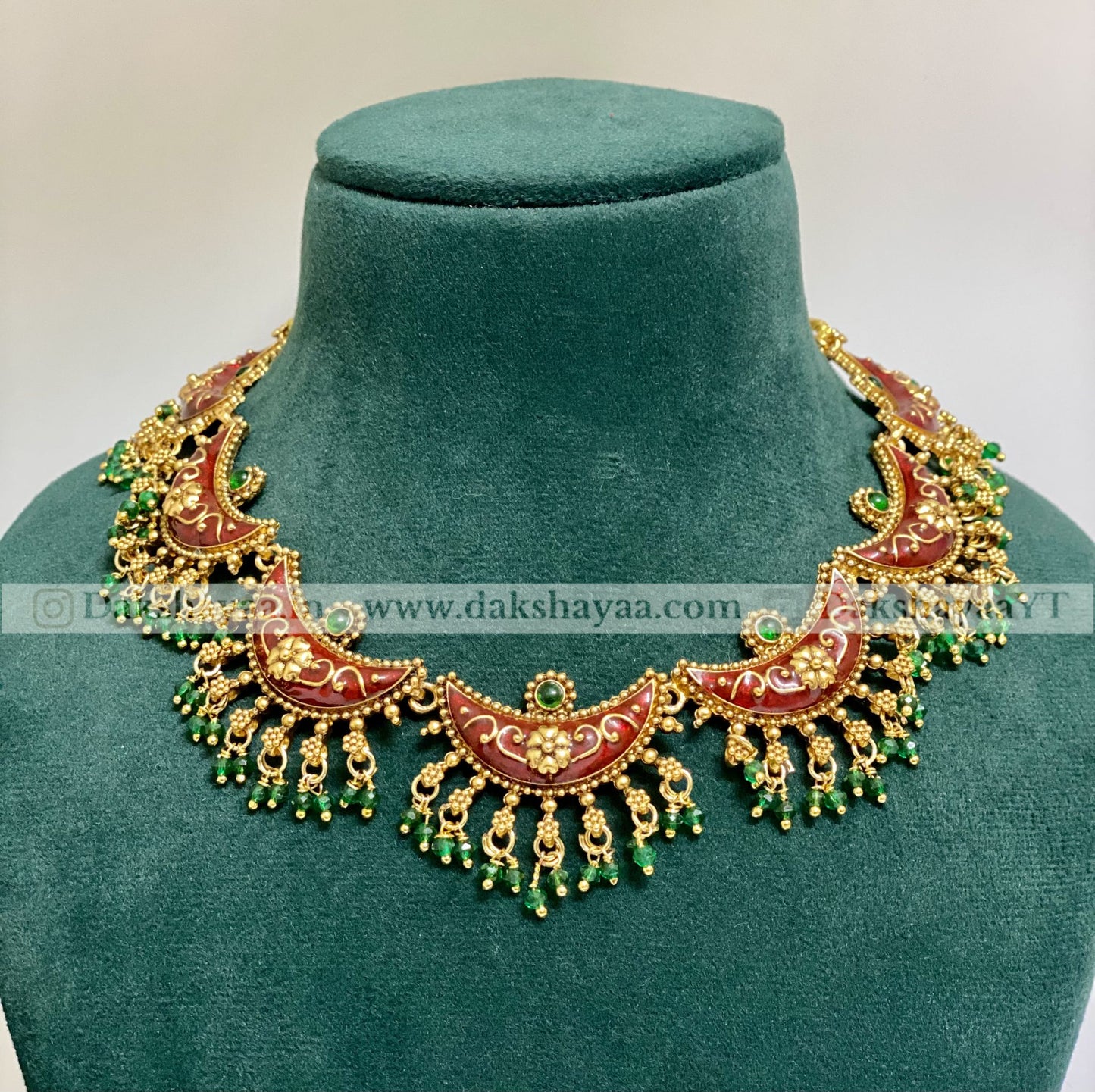Matte Half Moon Enamel Temple Choker Set