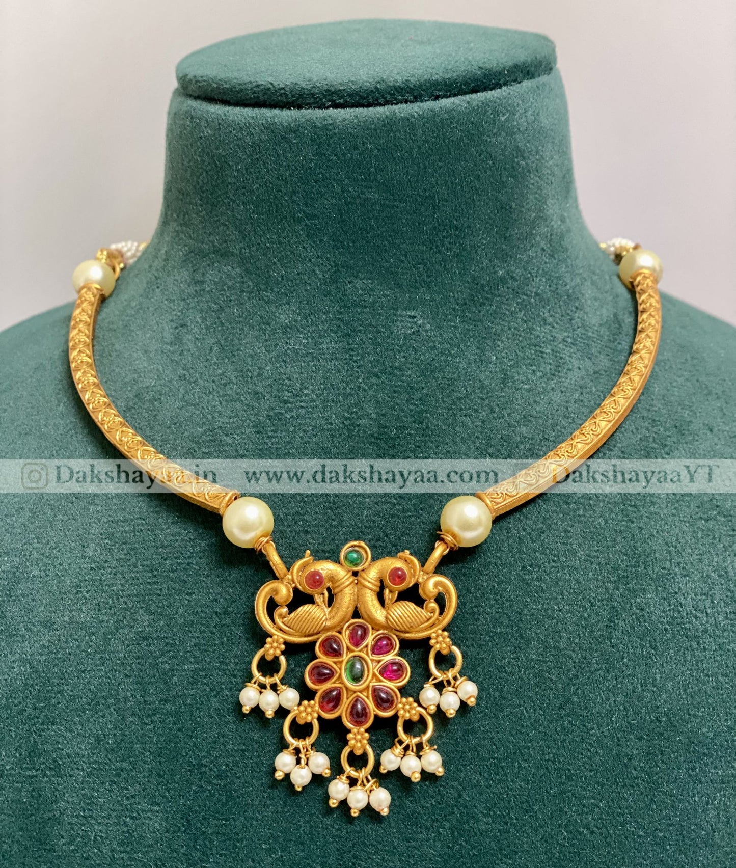 Twin Peacock Antique Choker Necklace Set