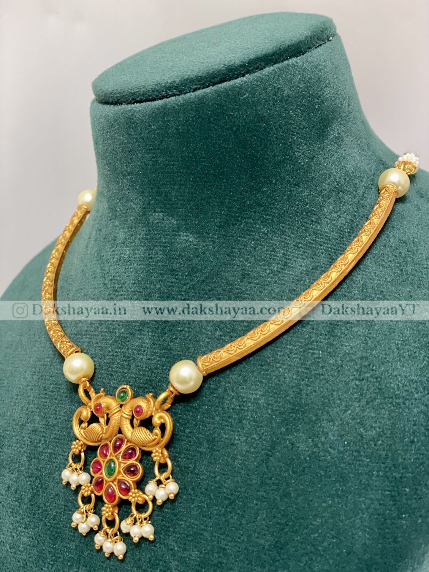 Twin Peacock Antique Choker Necklace Set