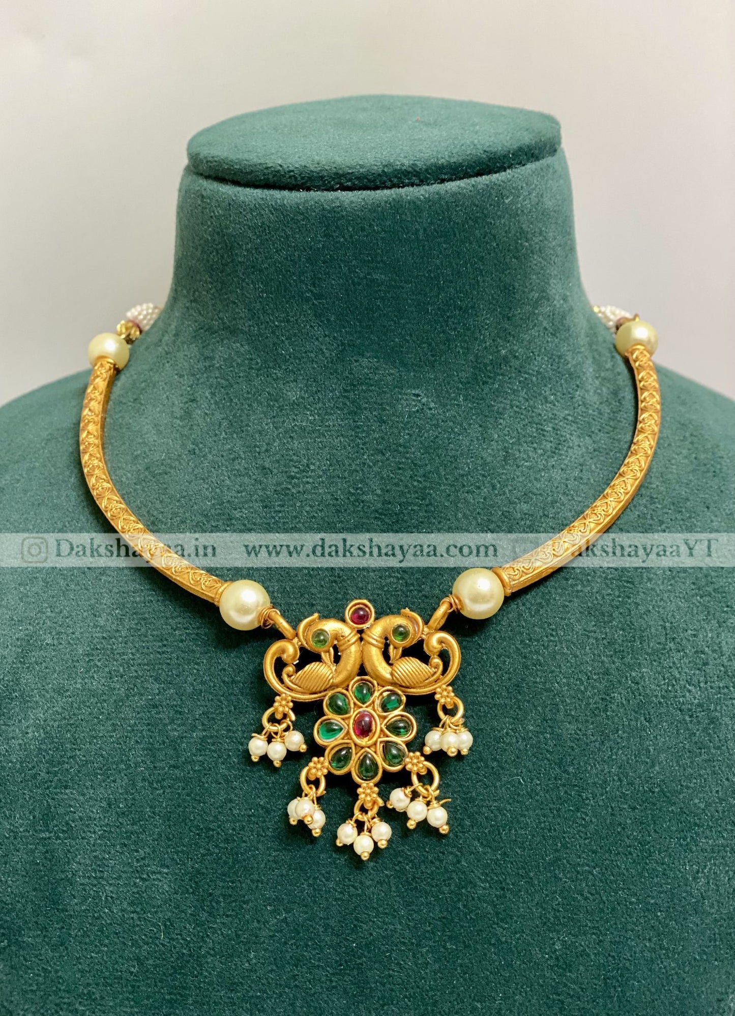 Twin Peacock Antique Choker Necklace Set