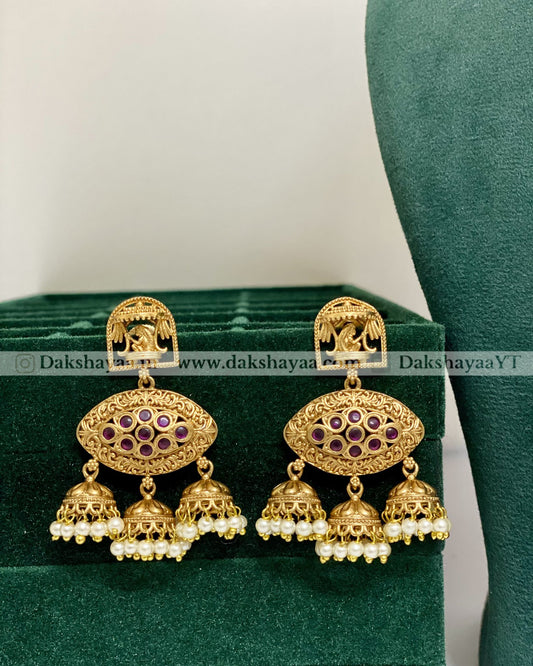 Matt Gold Temple Oval Choker Necklace Set