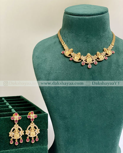 Lakshmi Motif Temple Choker Necklace Set