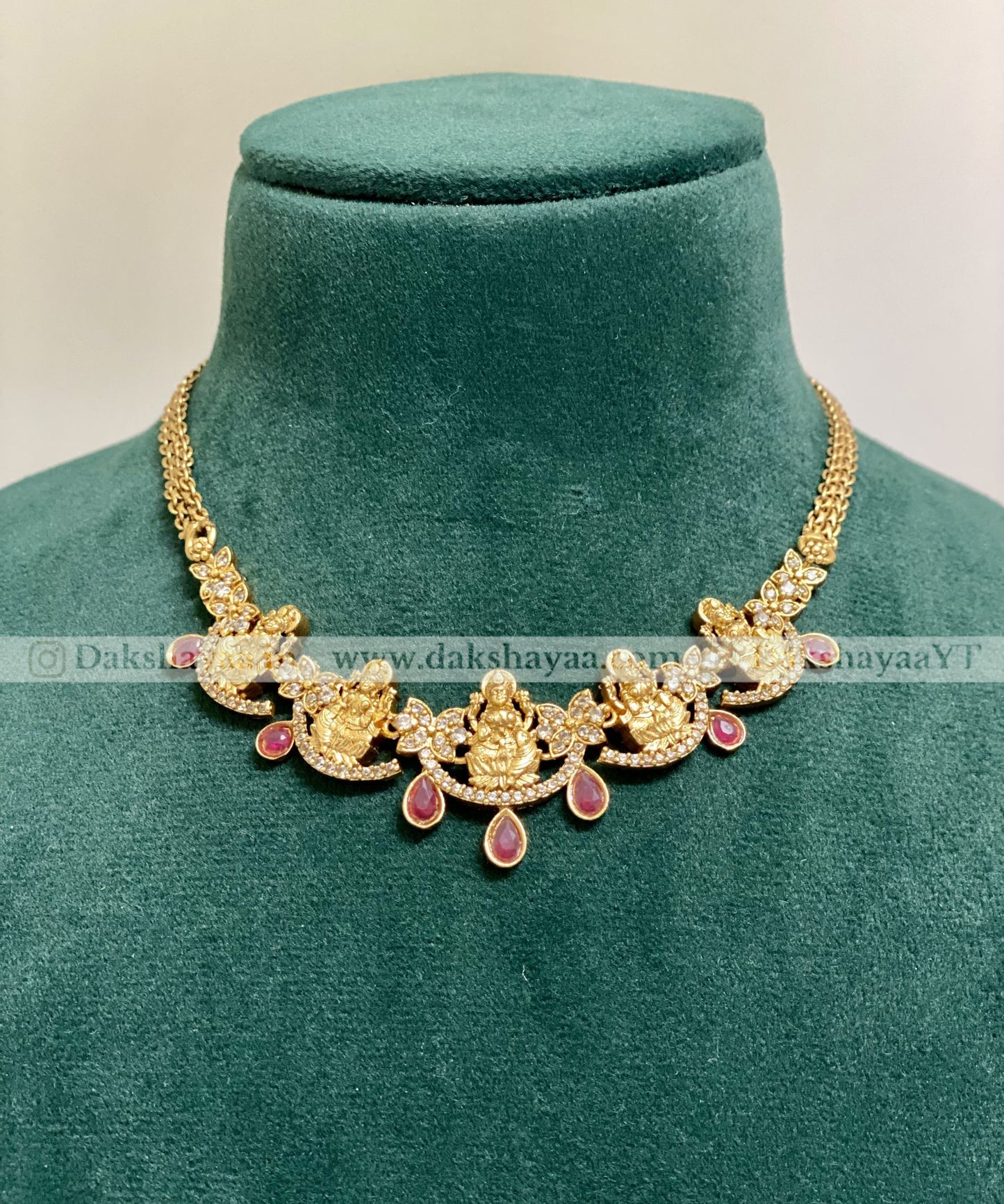 Lakshmi Motif Temple Choker Necklace Set