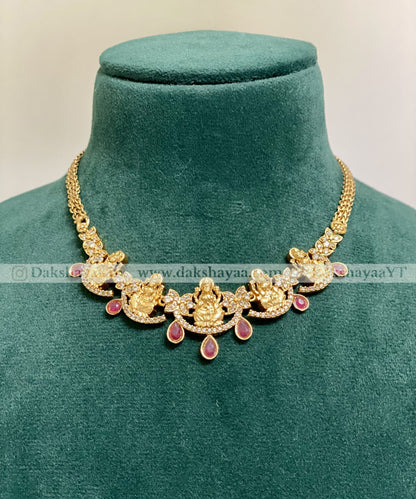 Lakshmi Motif Temple Choker Necklace Set