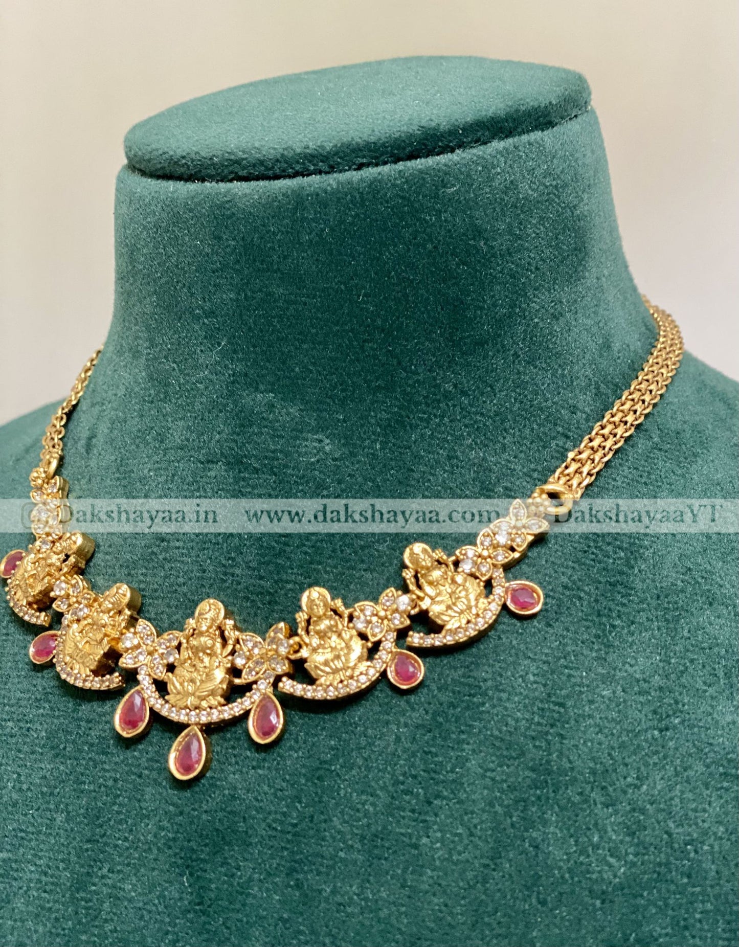 Lakshmi Motif Temple Choker Necklace Set