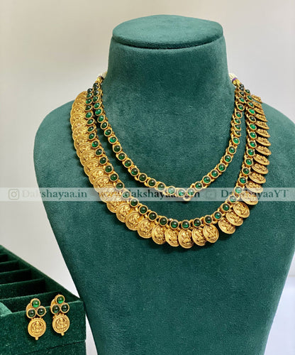 Lakshmi Coin Antique Double Layer Necklace Set