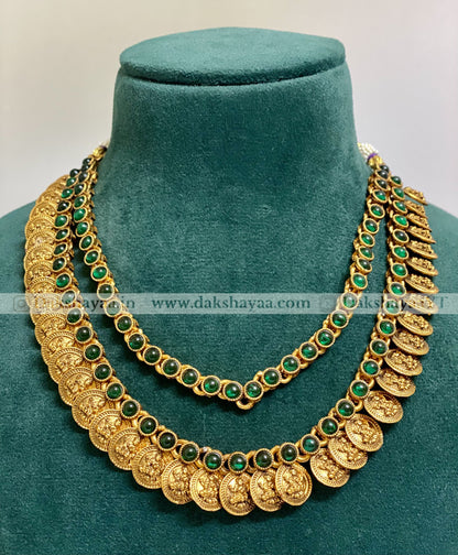 Lakshmi Coin Antique Double Layer Necklace Set