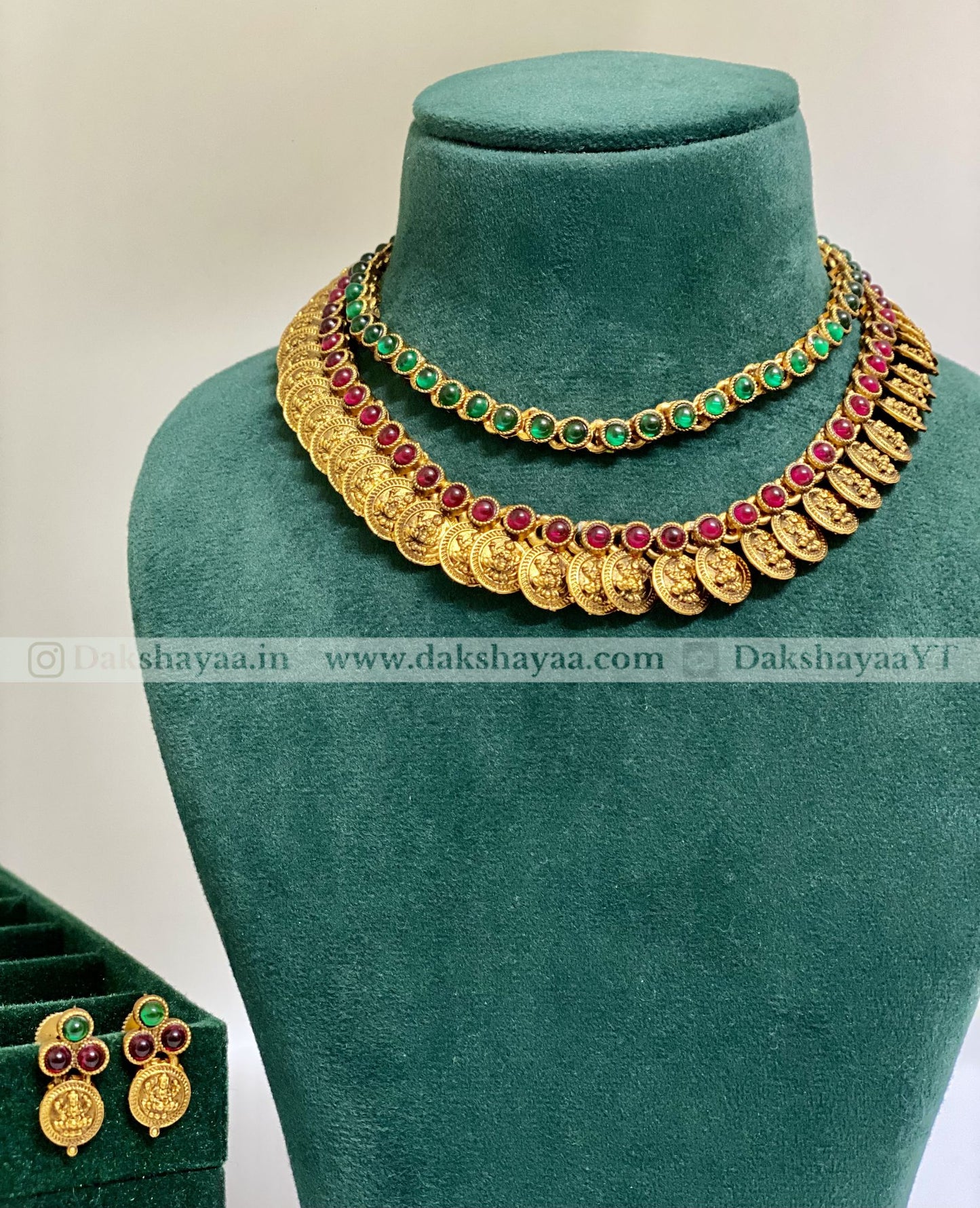 Lakshmi Coin Antique Double Layer Necklace Set