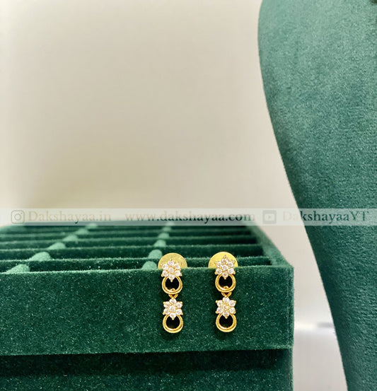 Gold Finish V-Shape American Diamond Necklace Set