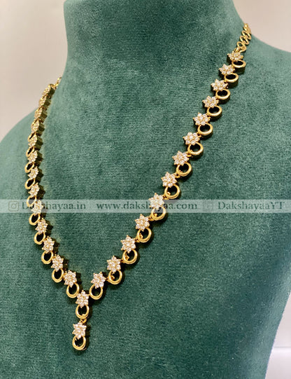 Gold Finish V-Shape American Diamond Necklace Set