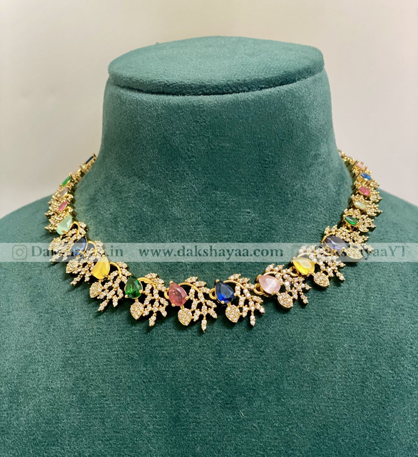 Multicolour CZ Stone Floral Necklace Set