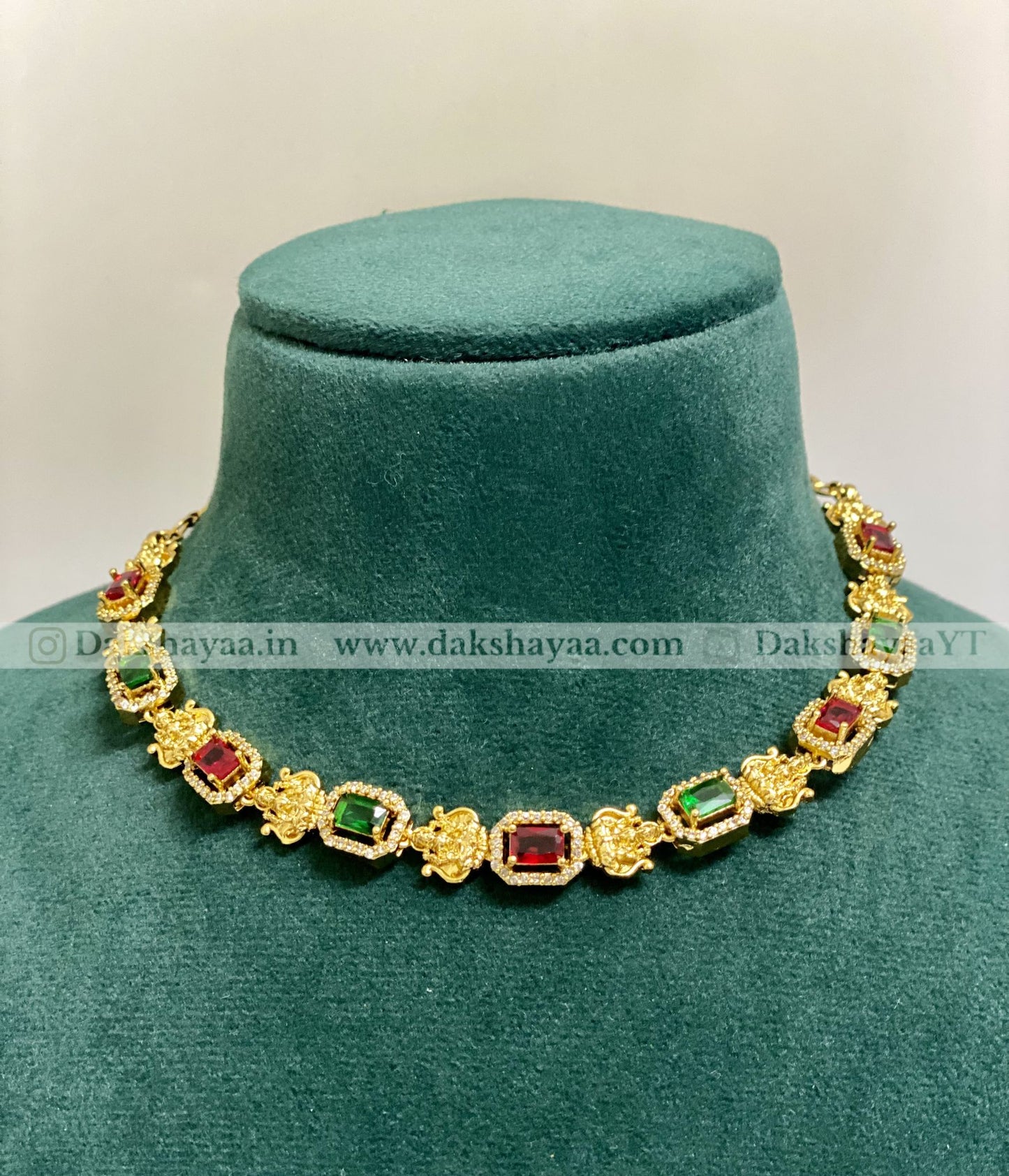 Regal Gold Finish Stone Choker Set