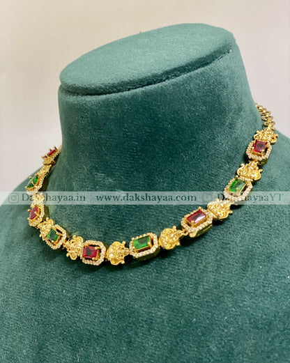 Regal Gold Finish Stone Choker Set
