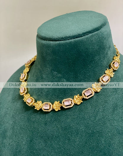 Regal Gold Finish Stone Choker Set