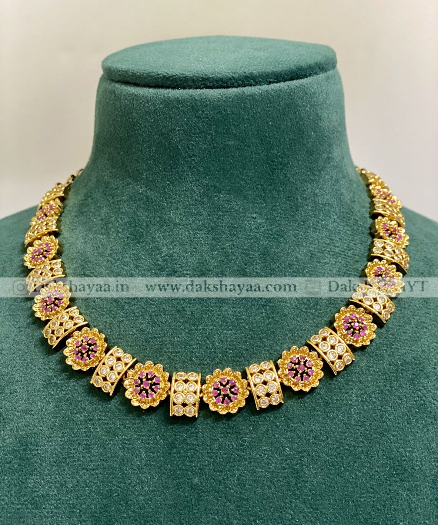 Antique Gold Finish Floral Choker Necklace Set