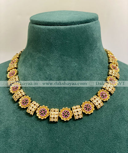 Antique Gold Finish Floral Choker Necklace Set