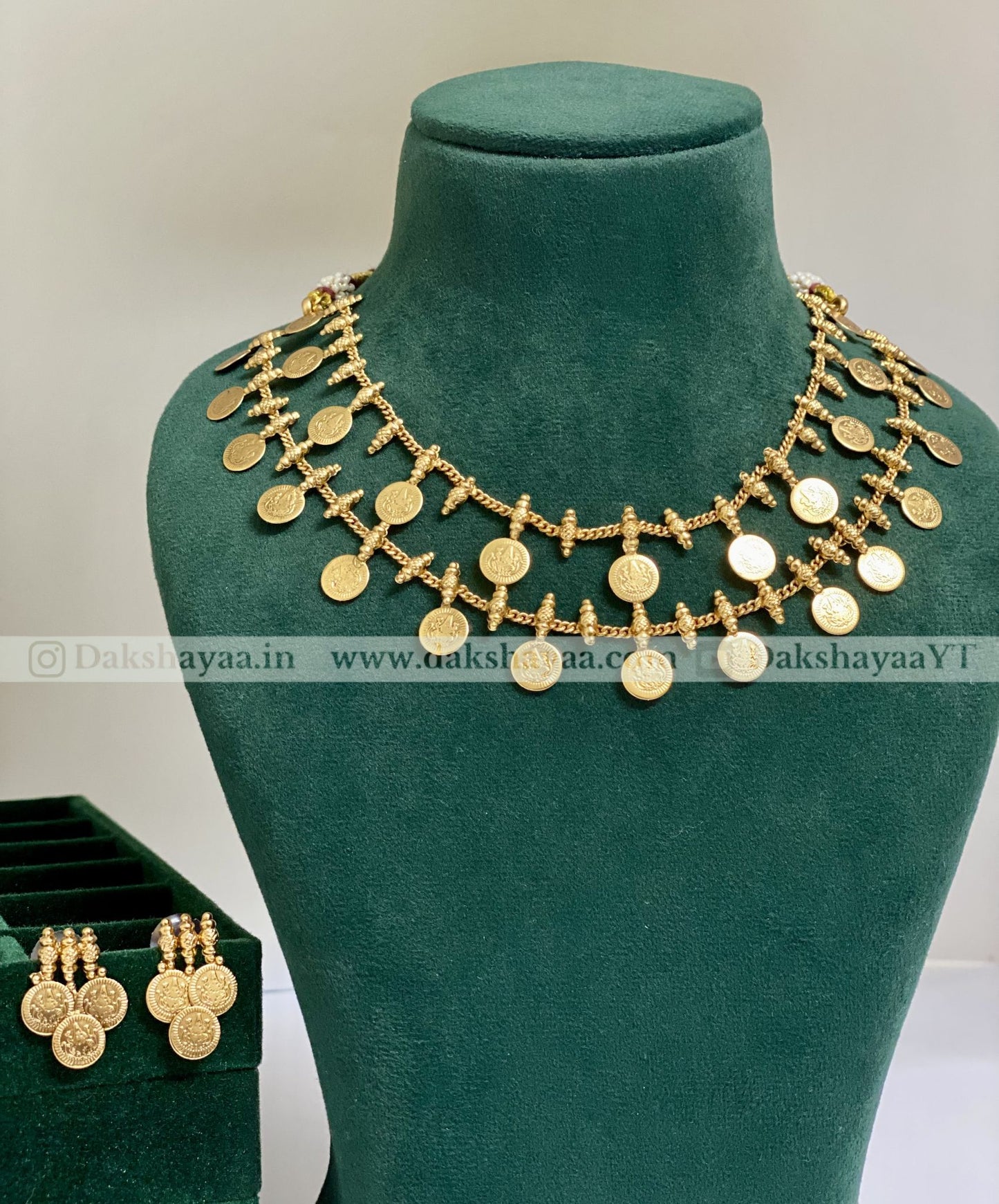 Antique Gold Finish Lakshmi Coin Necklace/Choker Set