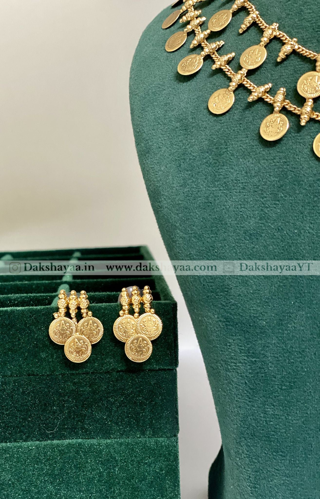 Antique Gold Finish Lakshmi Coin Necklace/Choker Set