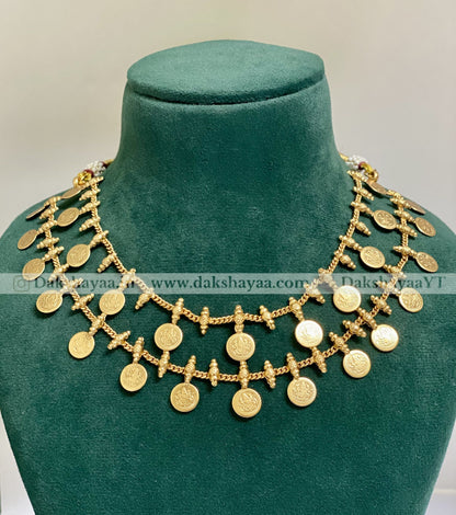 Antique Gold Finish Lakshmi Coin Necklace/Choker Set
