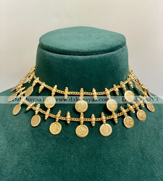 Antique Gold Finish Lakshmi Coin Necklace/Choker Set